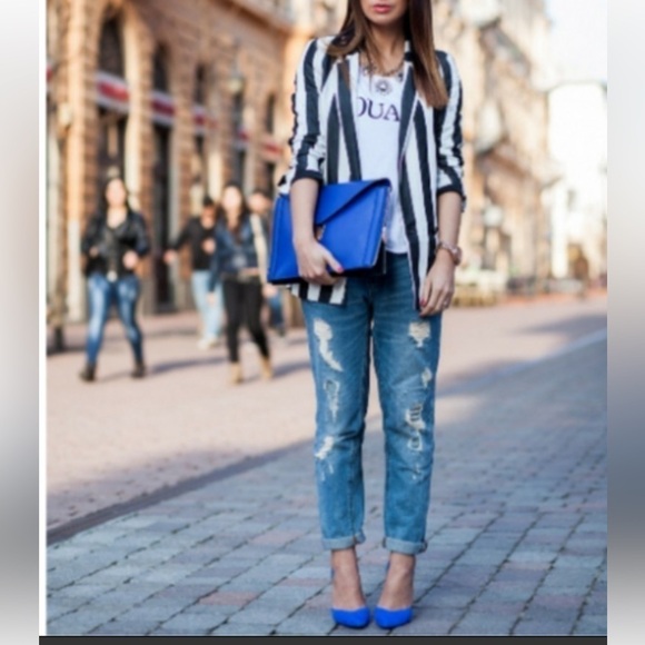 💙Zara Blue Suede Stiletto Heels Sz 37 US 7 Pointed Toe - Picture 2 of 8